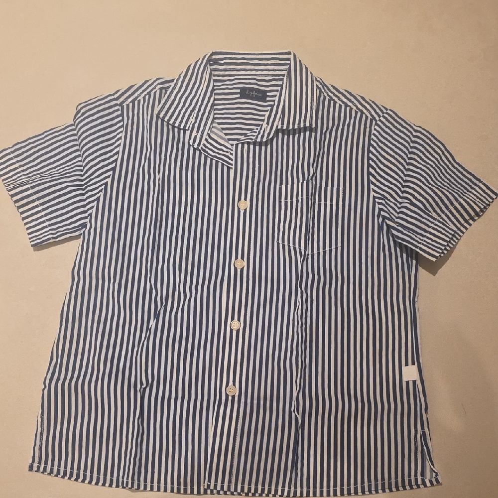 Il Gufo Blue and White Striped Button-Down Shirt